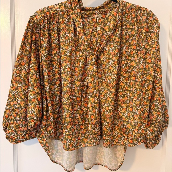 Tops - Vintage 1950’s-1960’s Floral Women's Top featuring P*ssy Bow